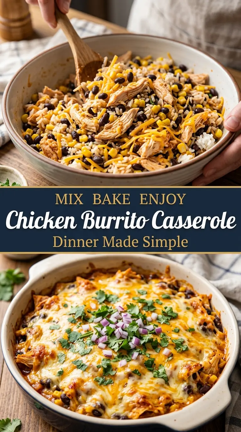 Chicken Burrito Casserole hearty cheesy Tex-Mex