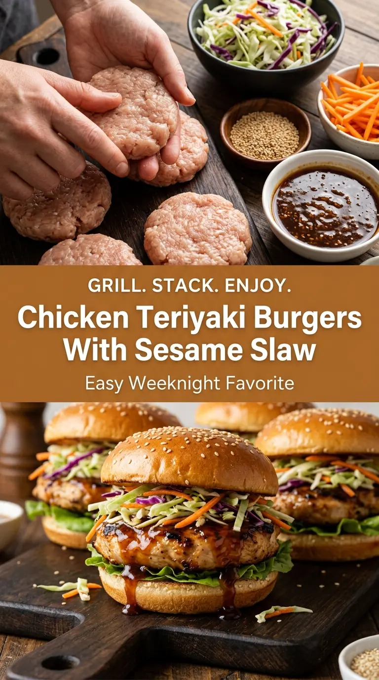 Chicken Teriyaki Burgers With Sesame Slaw juicy crunchy glazed