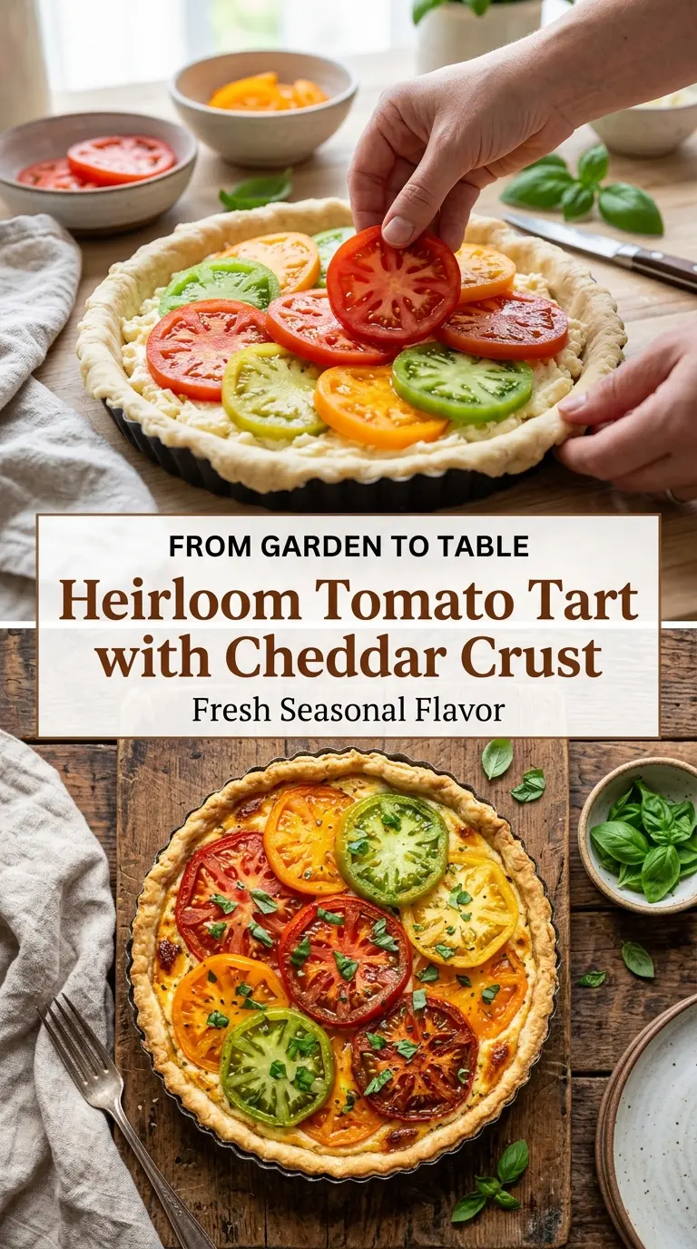 Heirloom Tomato Tart with Cheddar Crust juicy cheddar savory