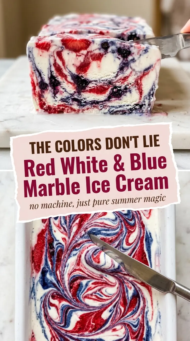 Red White & Blue Marble Ice Cream creamy berry swirls
