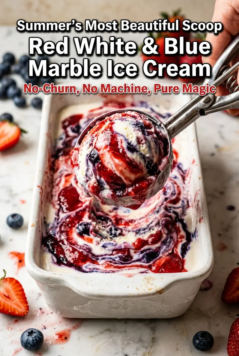 Red White & Blue Marble Ice Cream