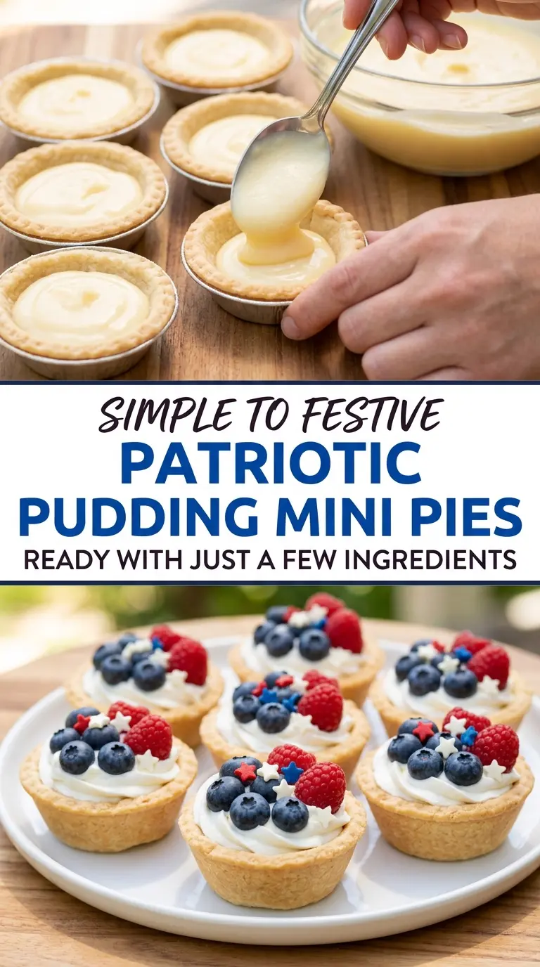 Patriotic Pudding Mini Pies creamy berry no-bake