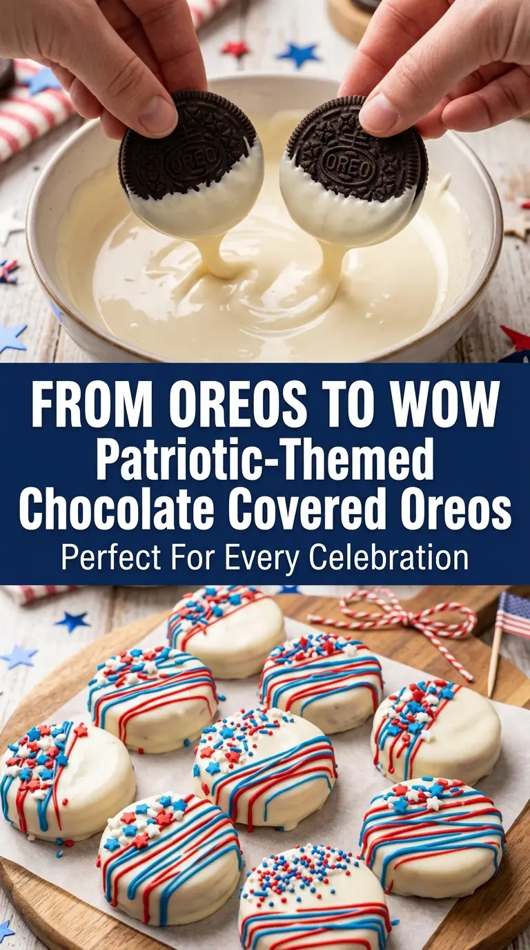 Patriotic-Themed Chocolate Covered Oreos red white blue