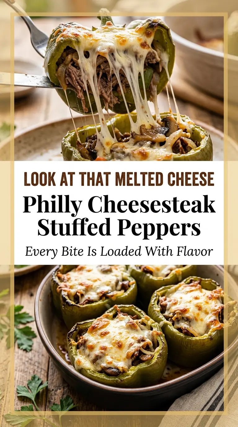 Philly Cheesesteak Stuffed Peppers savory melty low-carb
