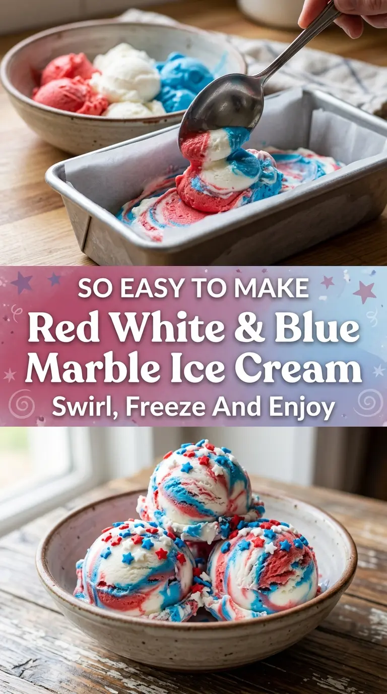 Red White & Blue Marble Ice Cream