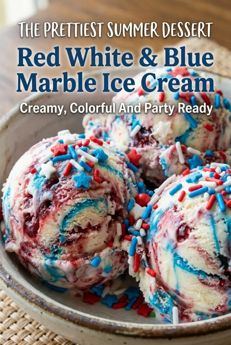 Red White & Blue Marble Ice Cream