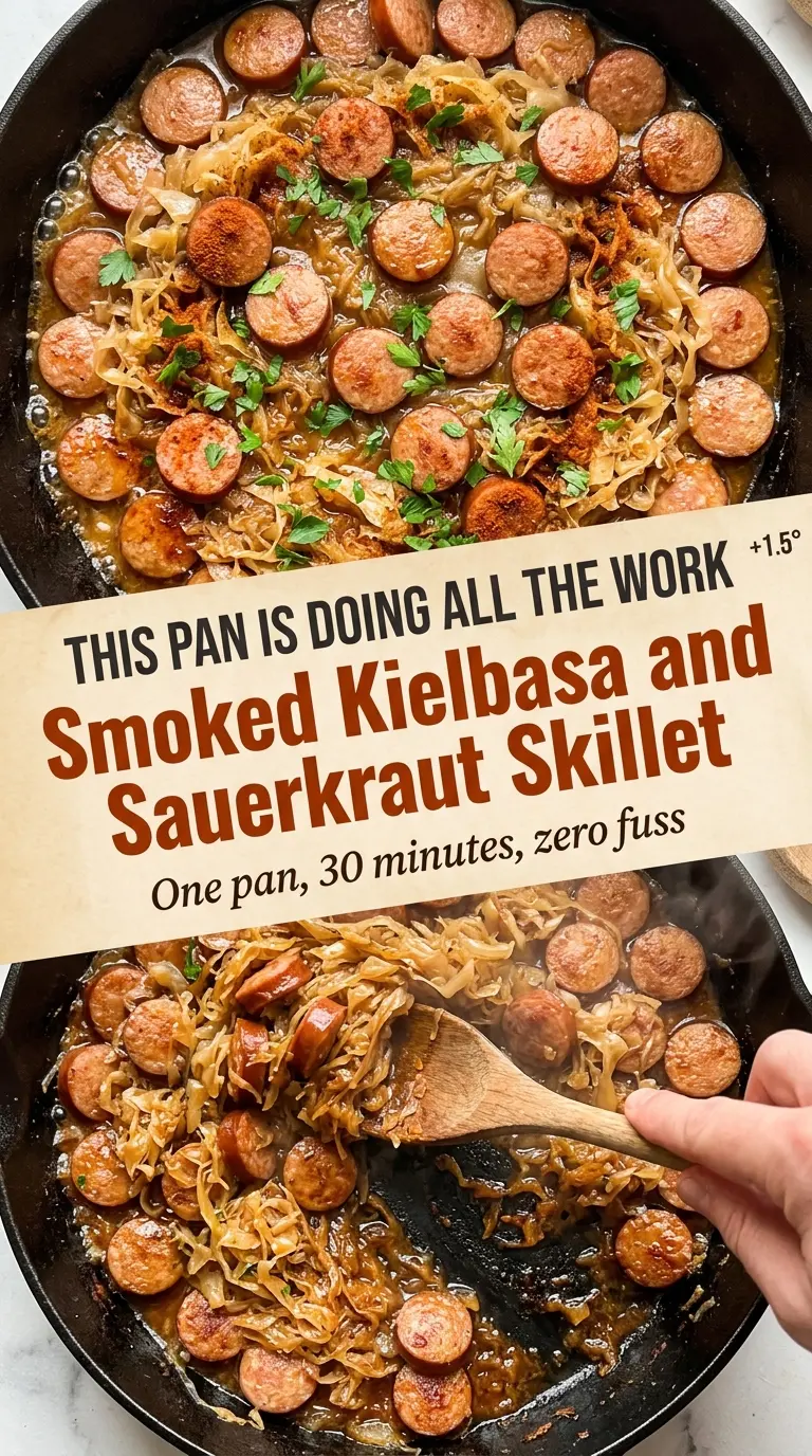 Smoked Kielbasa and Sauerkraut Skillet