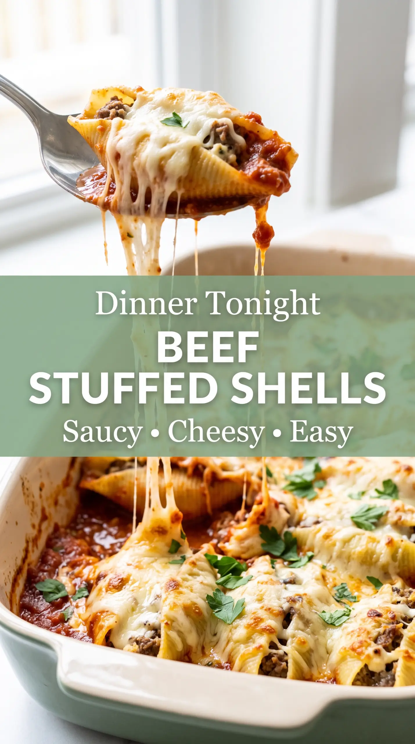 Beef Stuffed Shells creamy baked pasta
