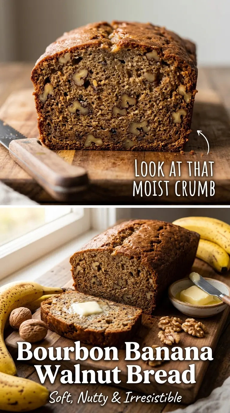 Bourbon Banana Walnut Bread moist nutty
