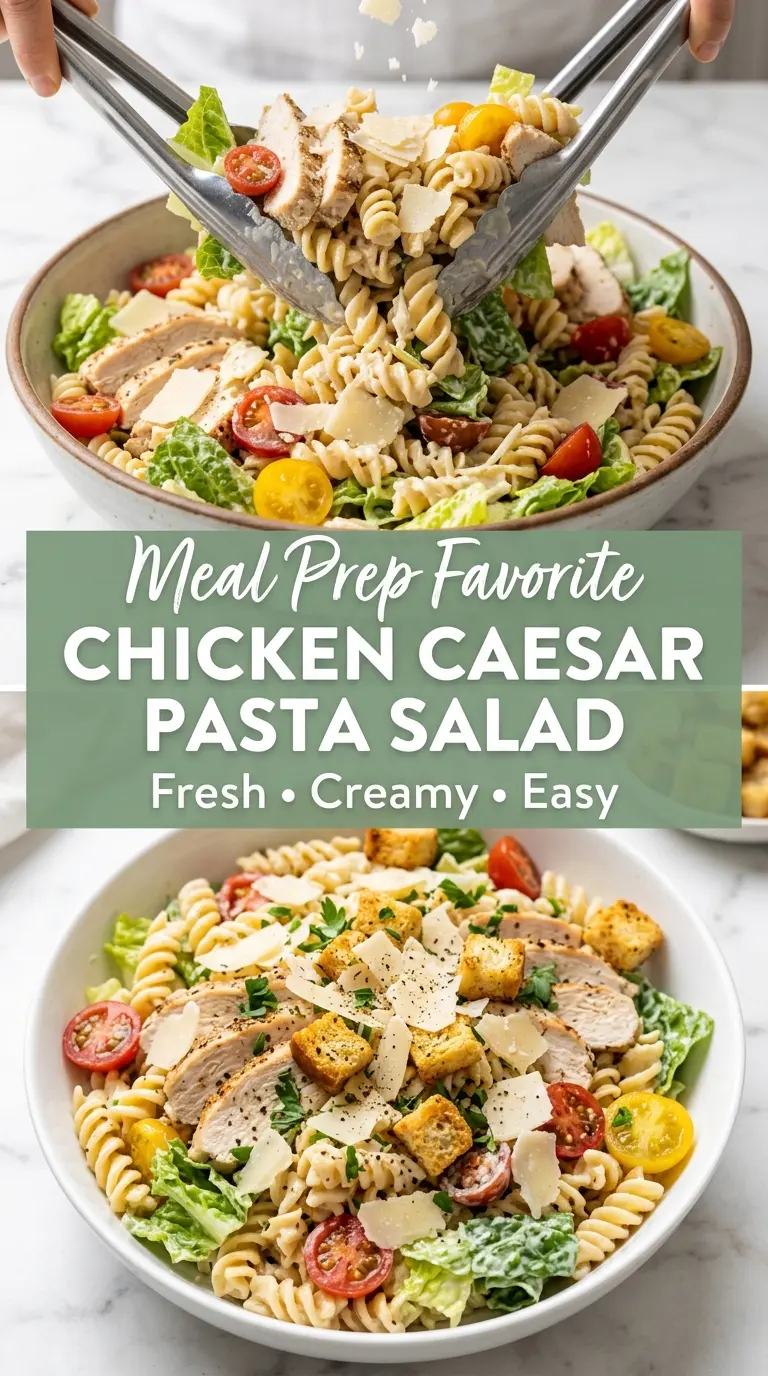 Chicken Caesar Pasta Salad creamy crunchy fresh