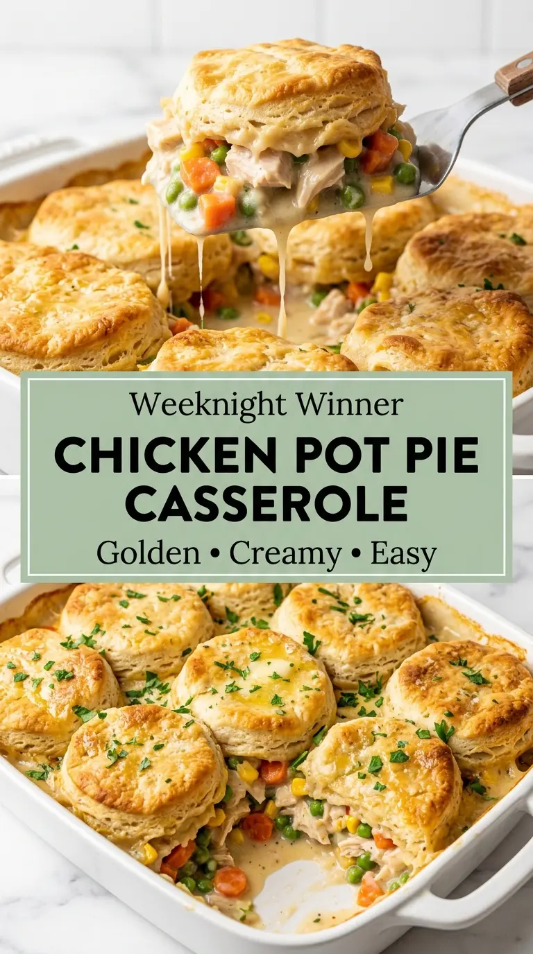 Chicken Pot Pie Casserole creamy biscuits