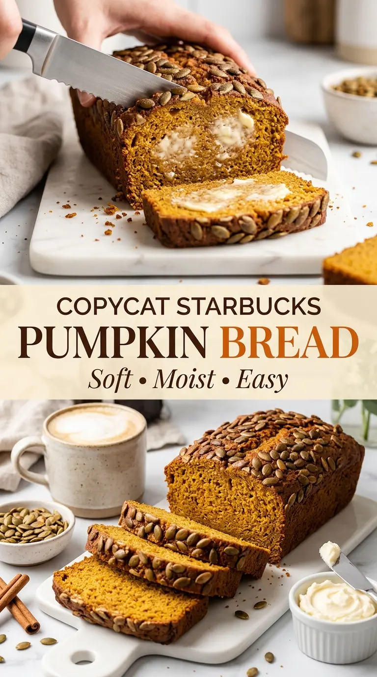 Copycat Starbucks Pumpkin Bread soft spiced loaf