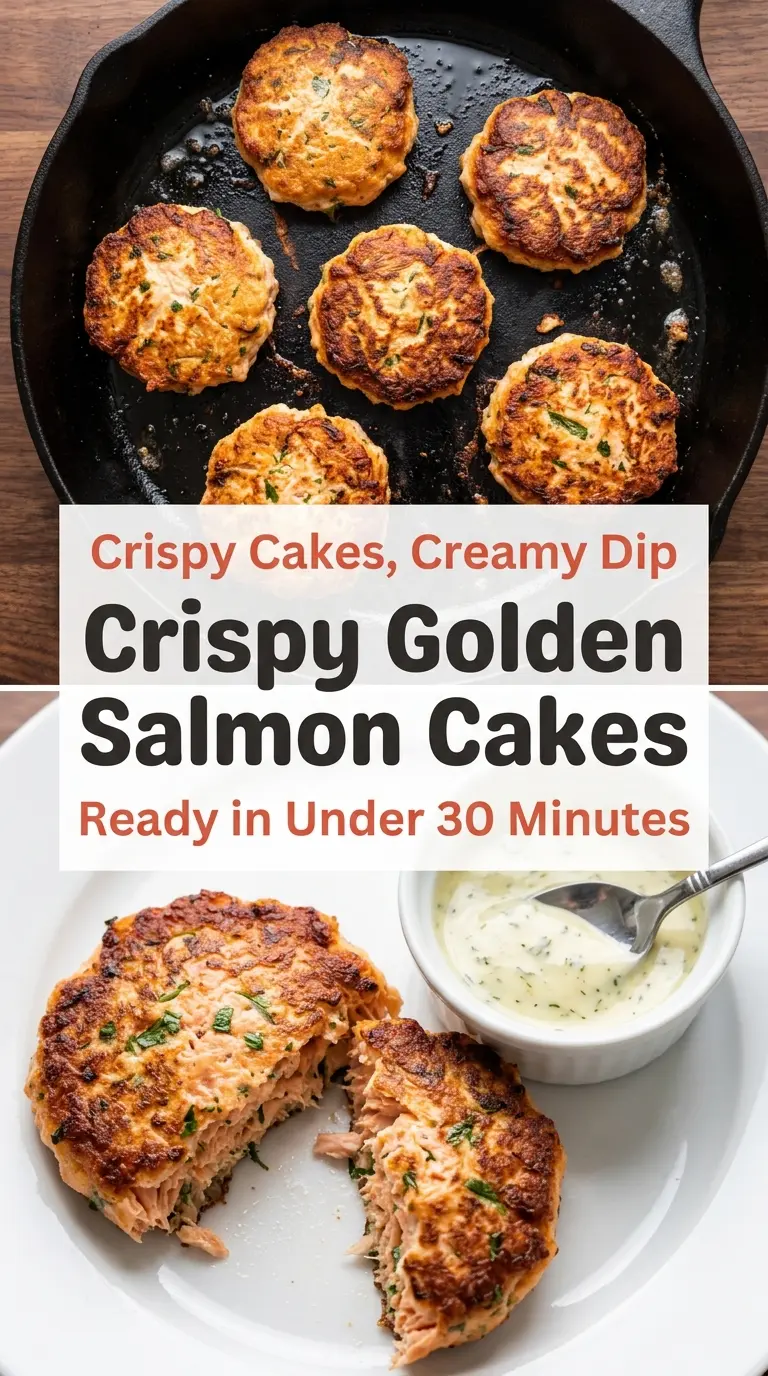 Crispy Golden Salmon Cakes with Lemon-Dill Sauce