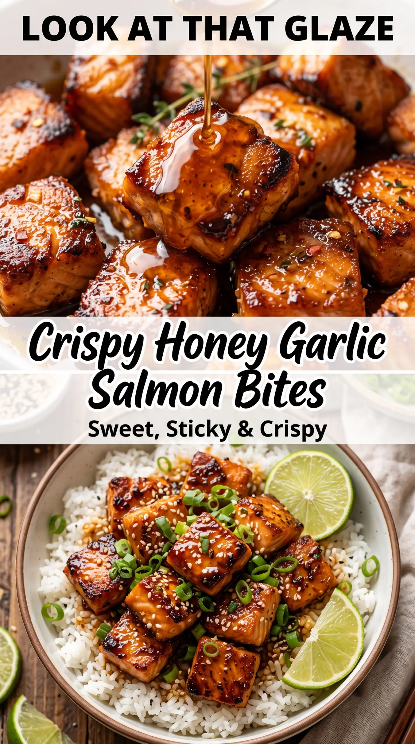 Crispy Honey Garlic Salmon Bites sticky golden salmon