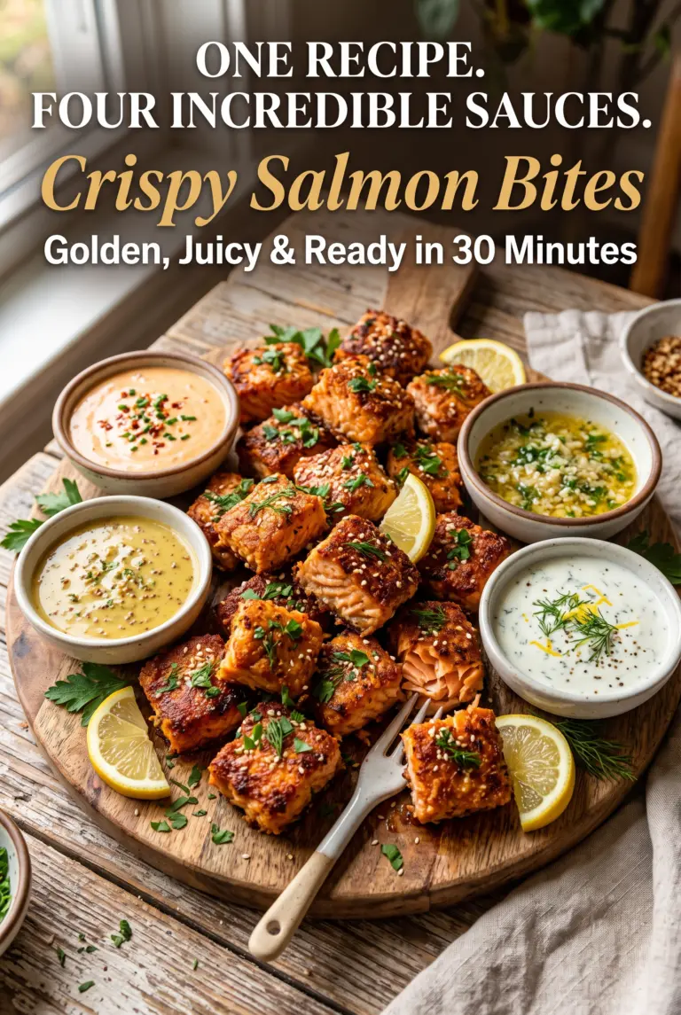 Crispy Salmon Bites with 4 Easy Dipping Sauces
