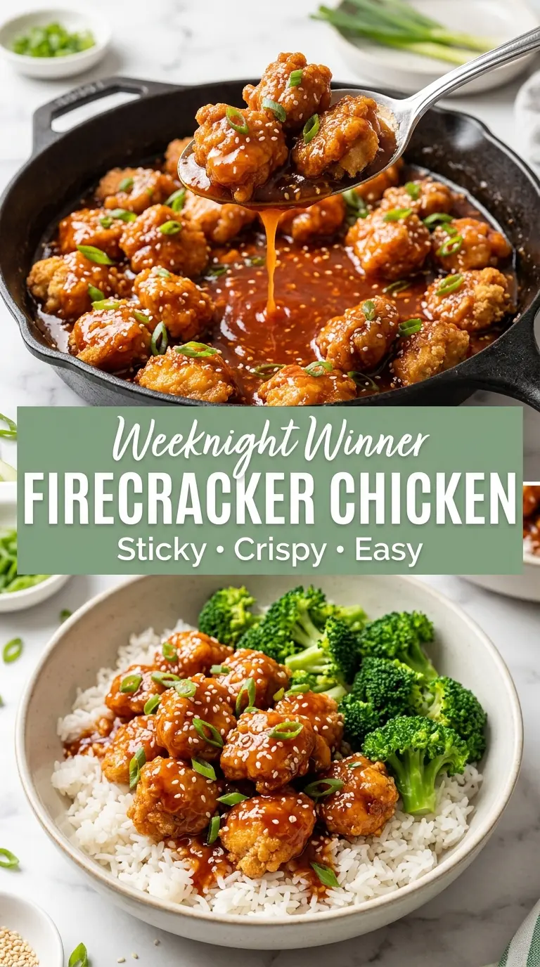 Firecracker Chicken crispy sticky sweet-heat