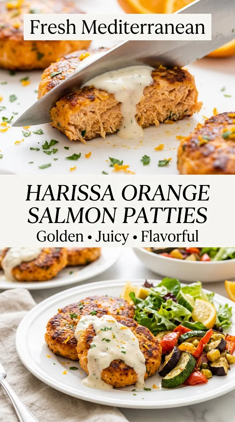 Harissa Orange Salmon Patties crisp golden flaky