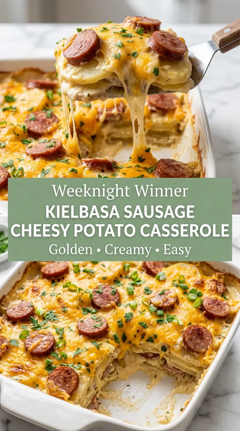 Kielbasa Sausage Cheesy Potato Casserole smoky creamy cheesy