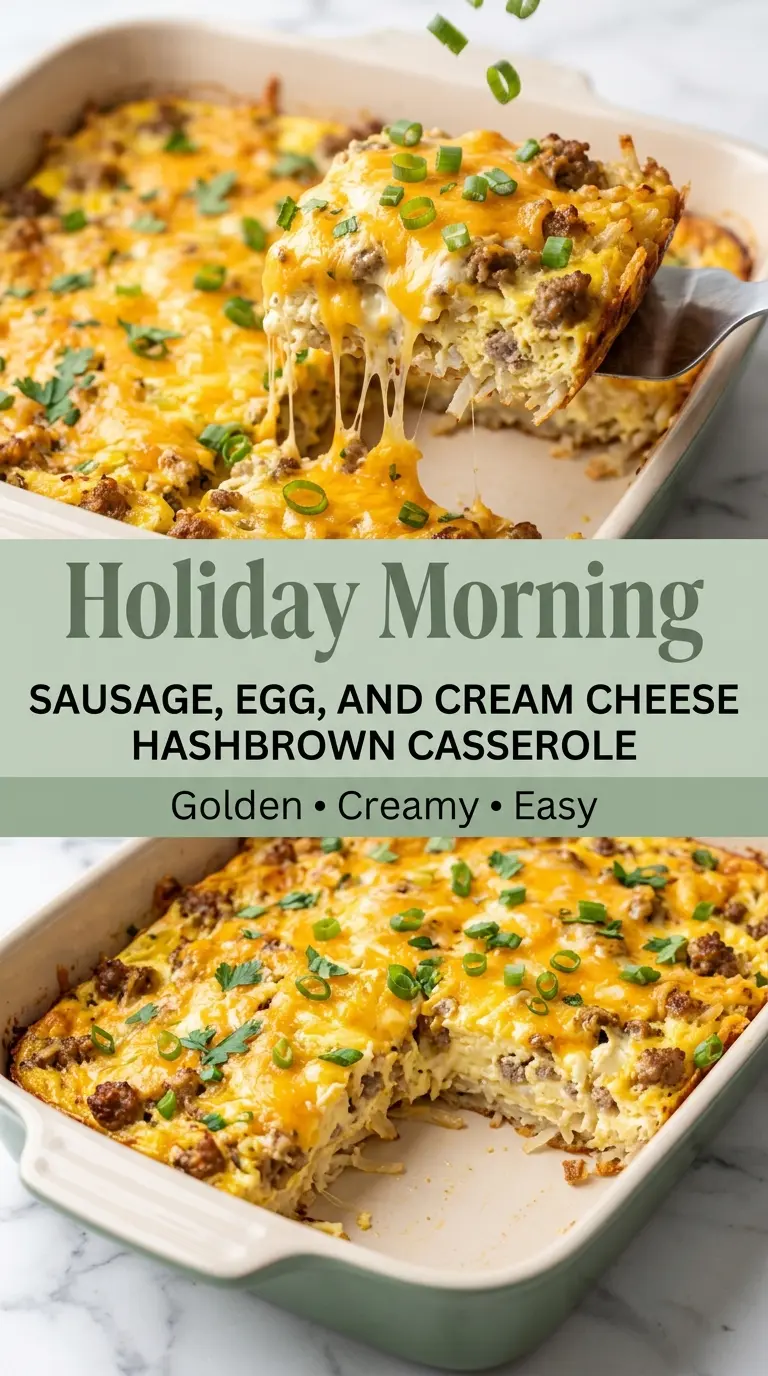 Sausage, Egg, and Cream Cheese Hashbrown Casserole