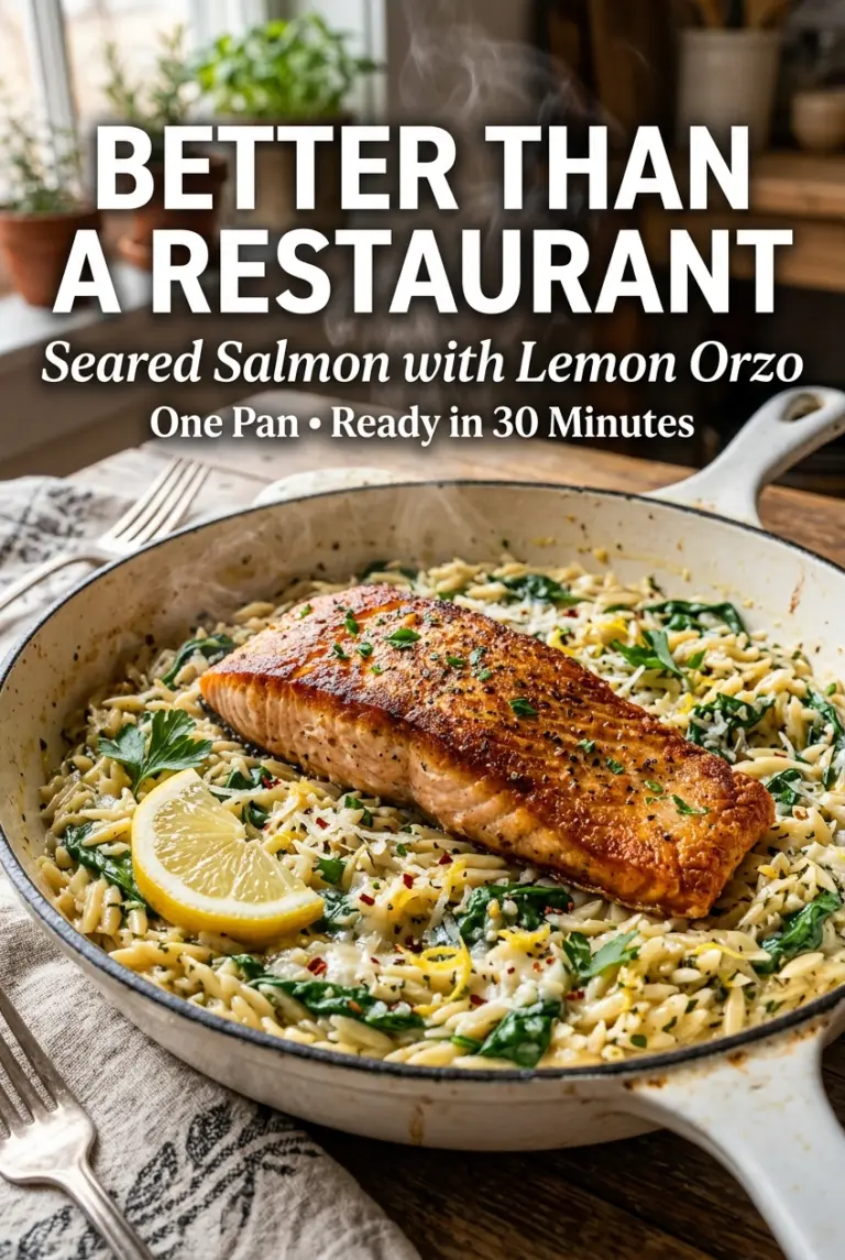 Seared Salmon with Lemon Orzo