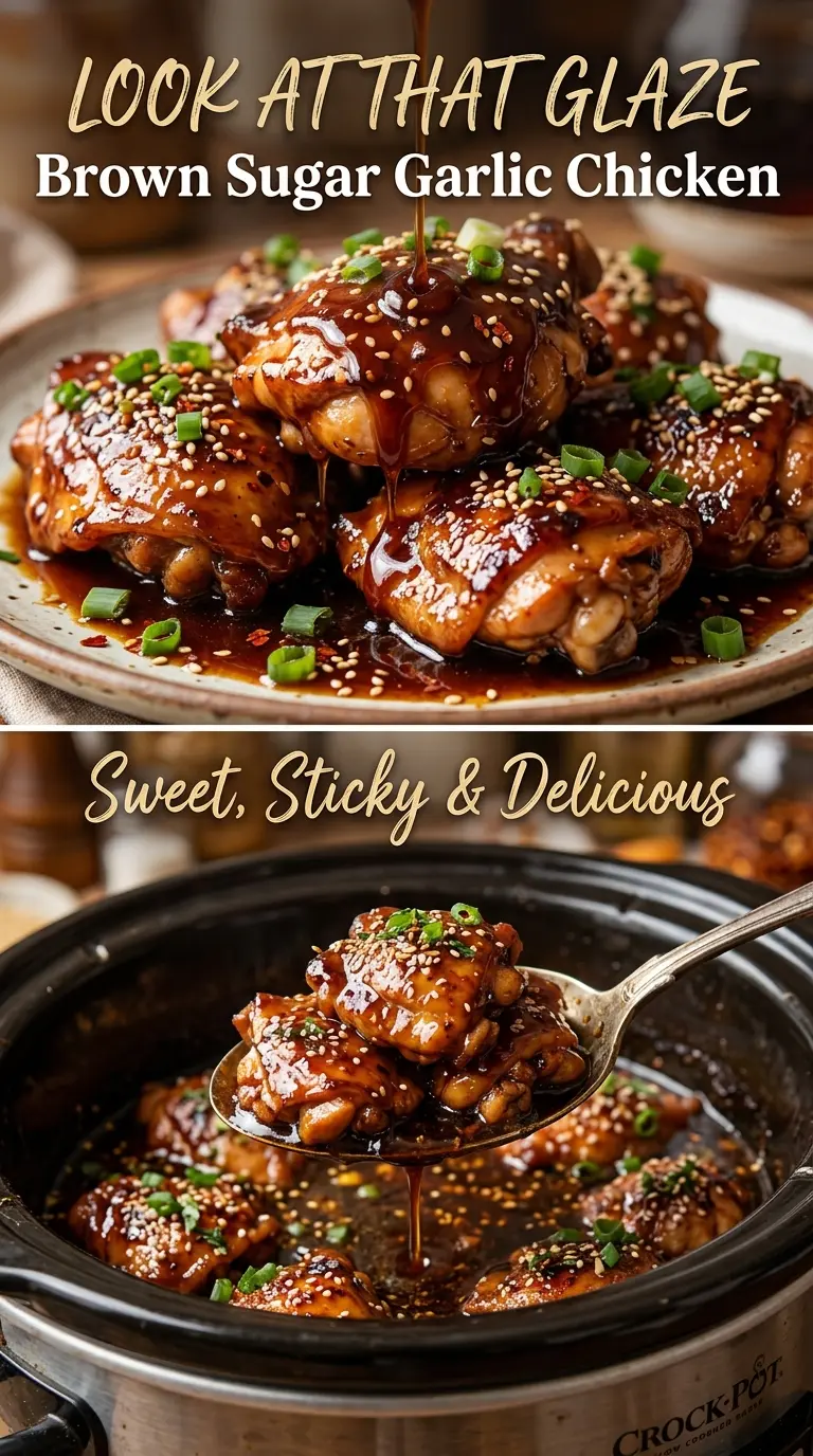 Slow Cooker Brown Sugar Garlic Chicken sweet savory tender