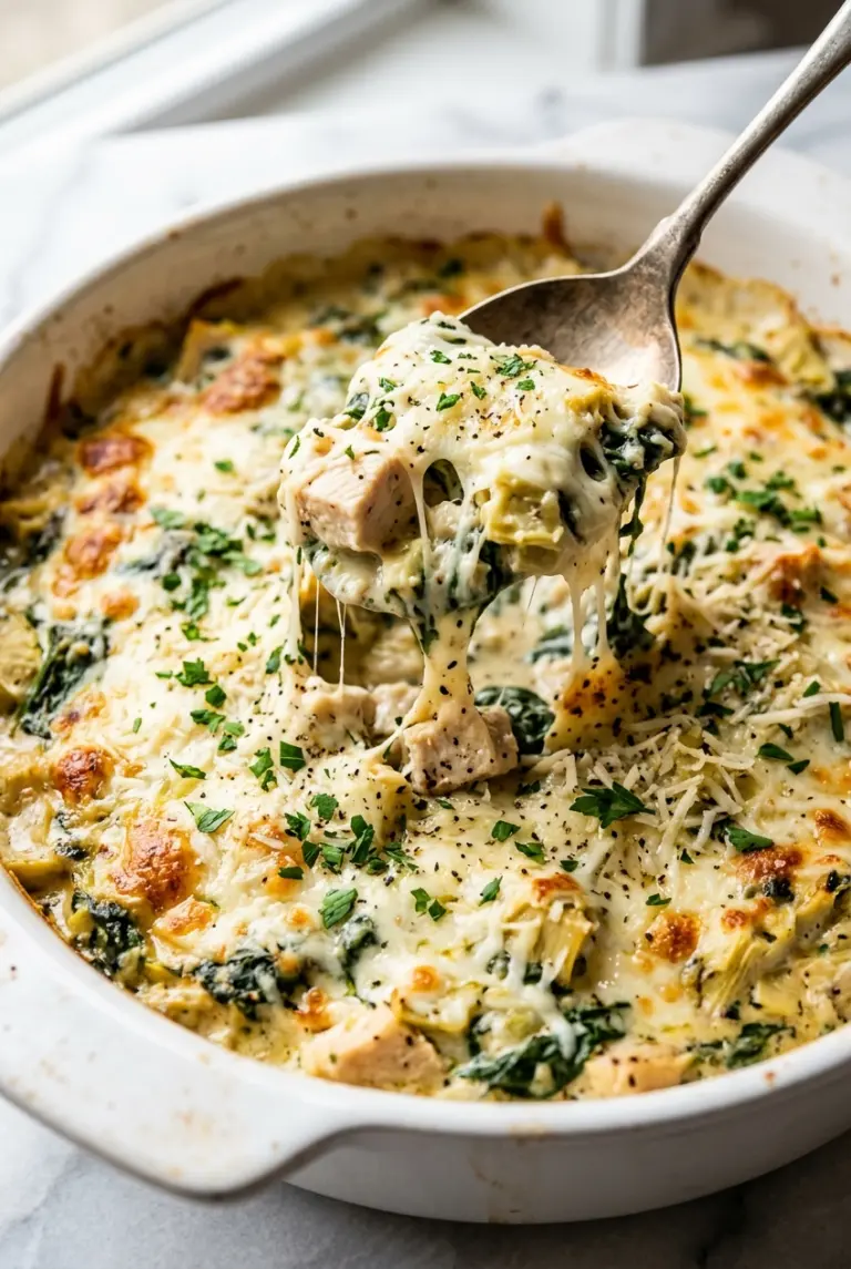 Spinach Artichoke Chicken Casserole