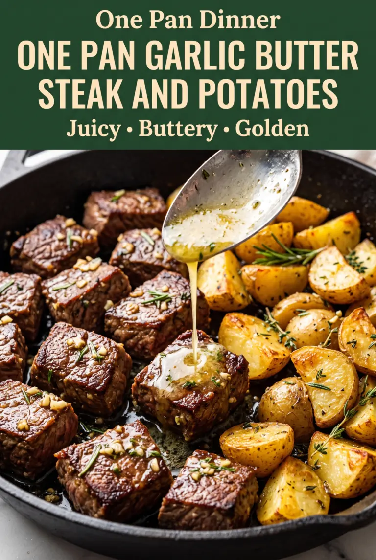One Pan Garlic Butter Steak and Potatoes