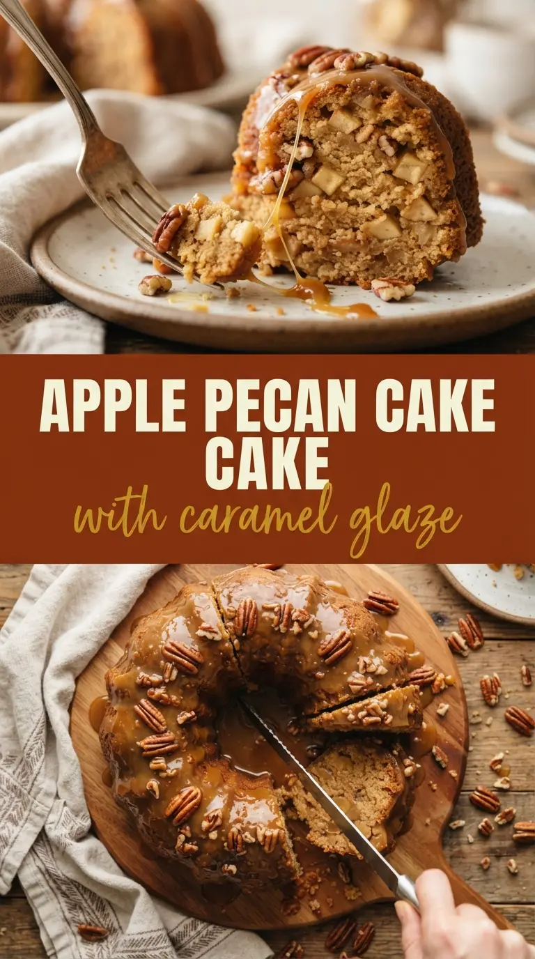 Apple Pecan Cake with Caramel Glaze
