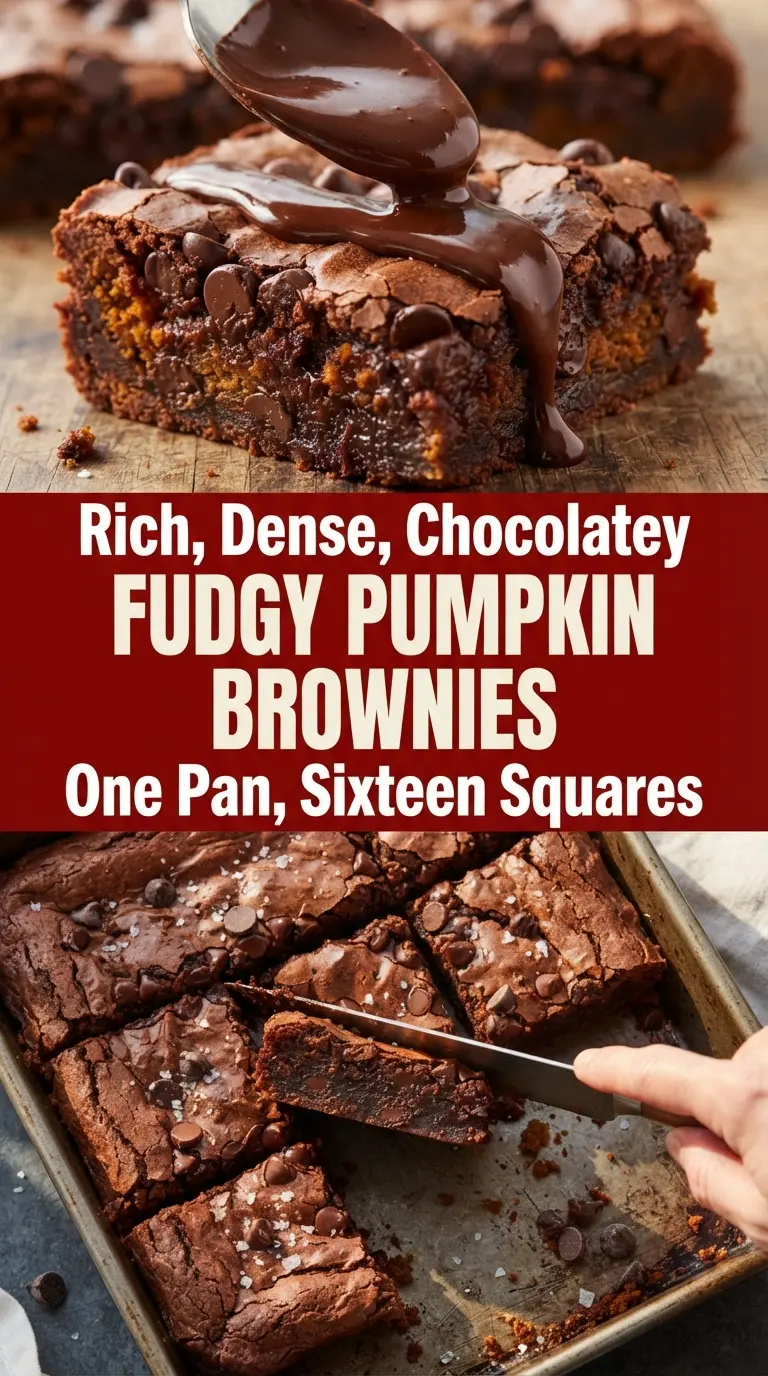Fudgy Pumpkin Brownies glossy crackly chocolate