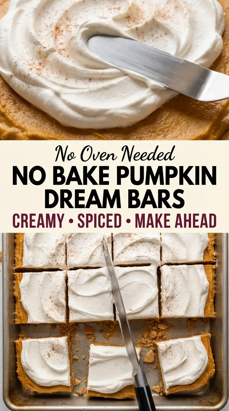 No-Bake Pumpkin Dream Bars creamy pumpkin, graham crust, chilled dessert
