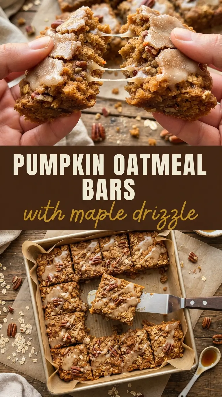 Pumpkin Oatmeal Bars with Maple Drizzle chewy maple-spiced