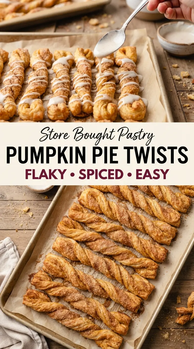 Pumpkin Pie Twists with Puff Pastry flaky spiced glazed