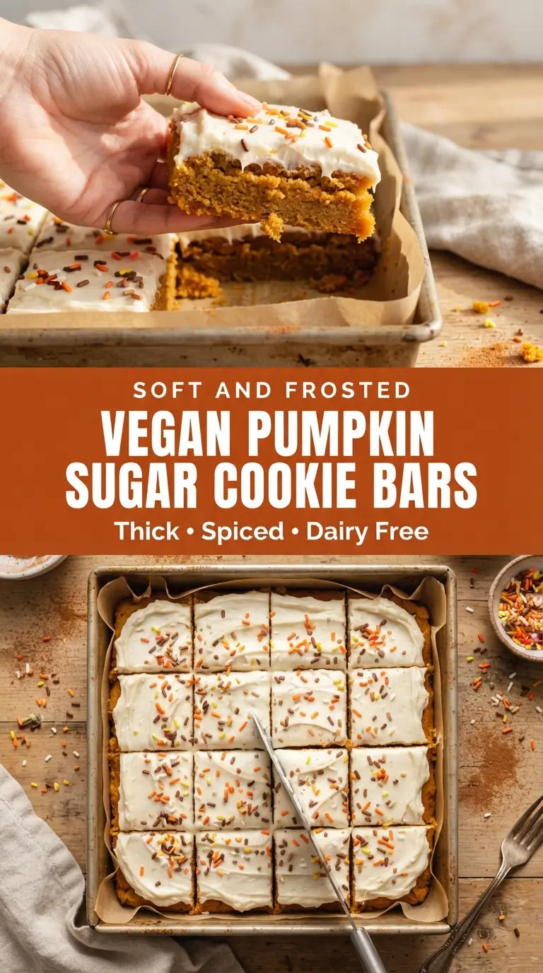 Vegan Pumpkin Sugar Cookie Bars soft chewy frosted