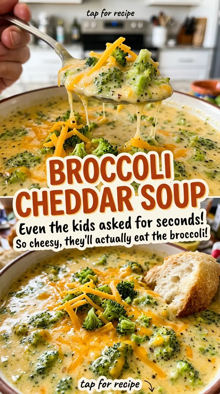 Broccoli Cheddar Soup creamy, chunky, golden