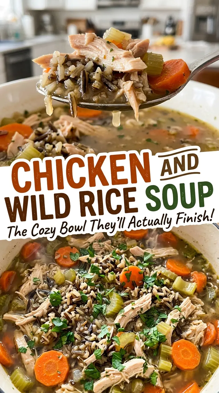 Chicken and wild rice soup creamy savory bowl