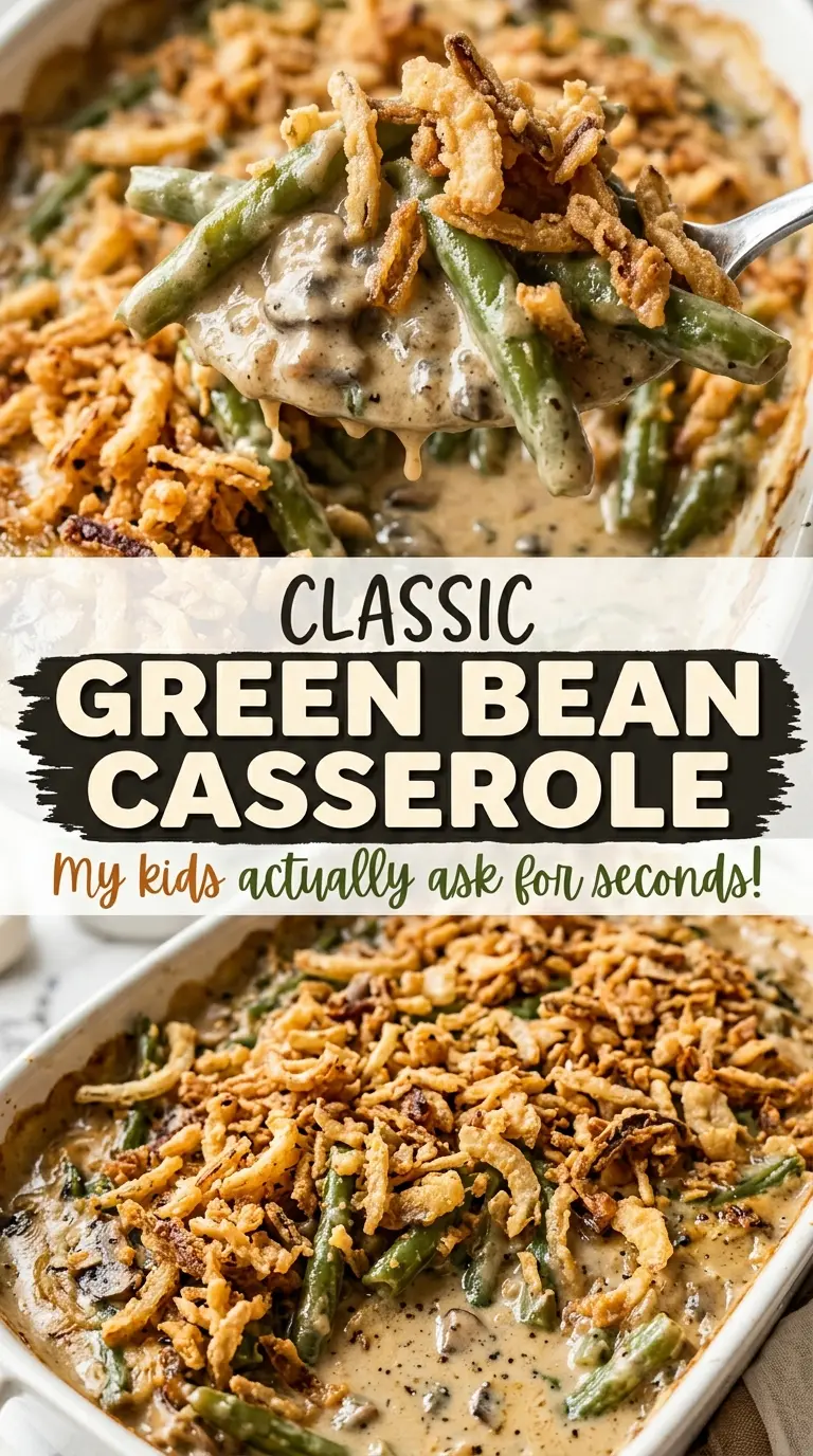 Classic Green Bean Casserole creamy bubbling edges