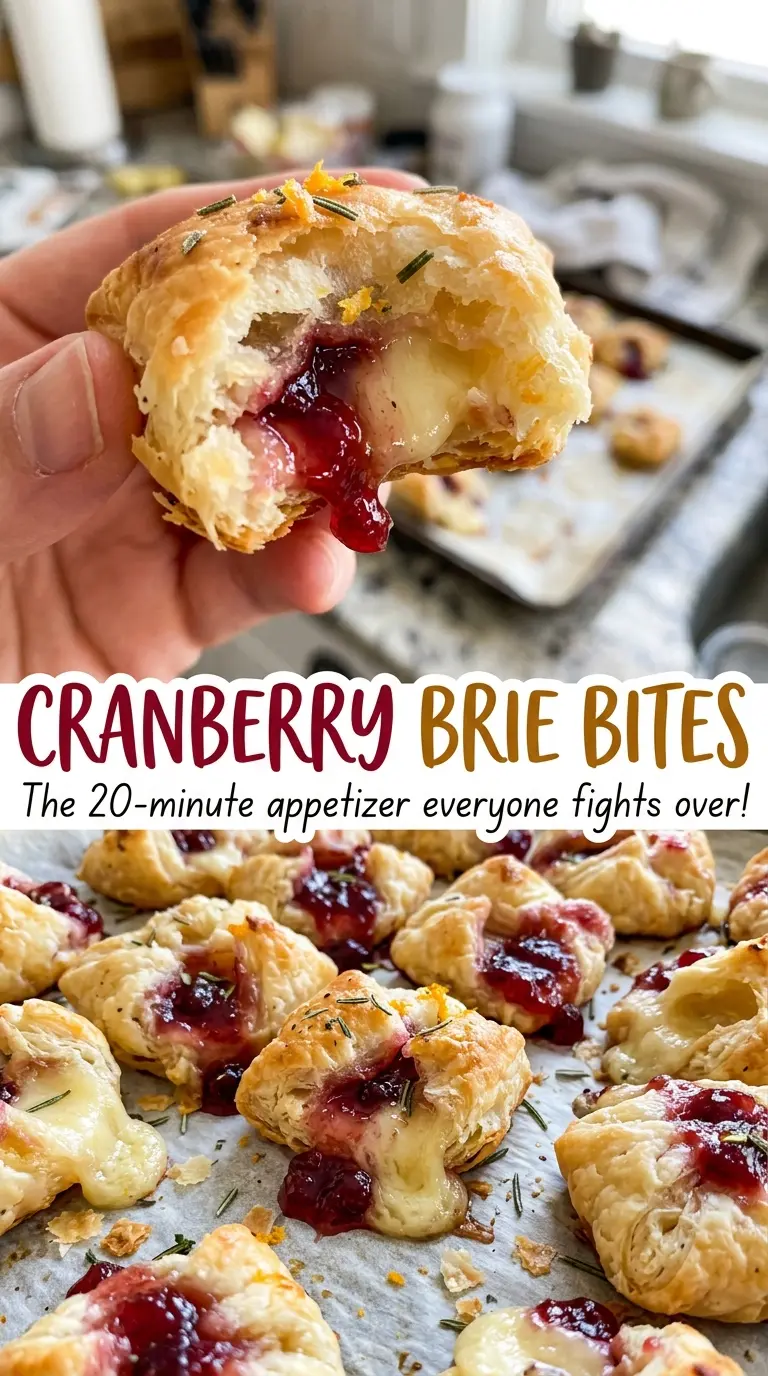 Cranberry Brie Bites flaky golden pastry