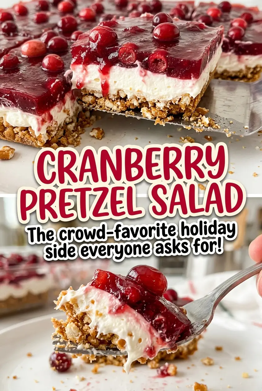 Cranberry Pretzel Salad layered cranberry dessert