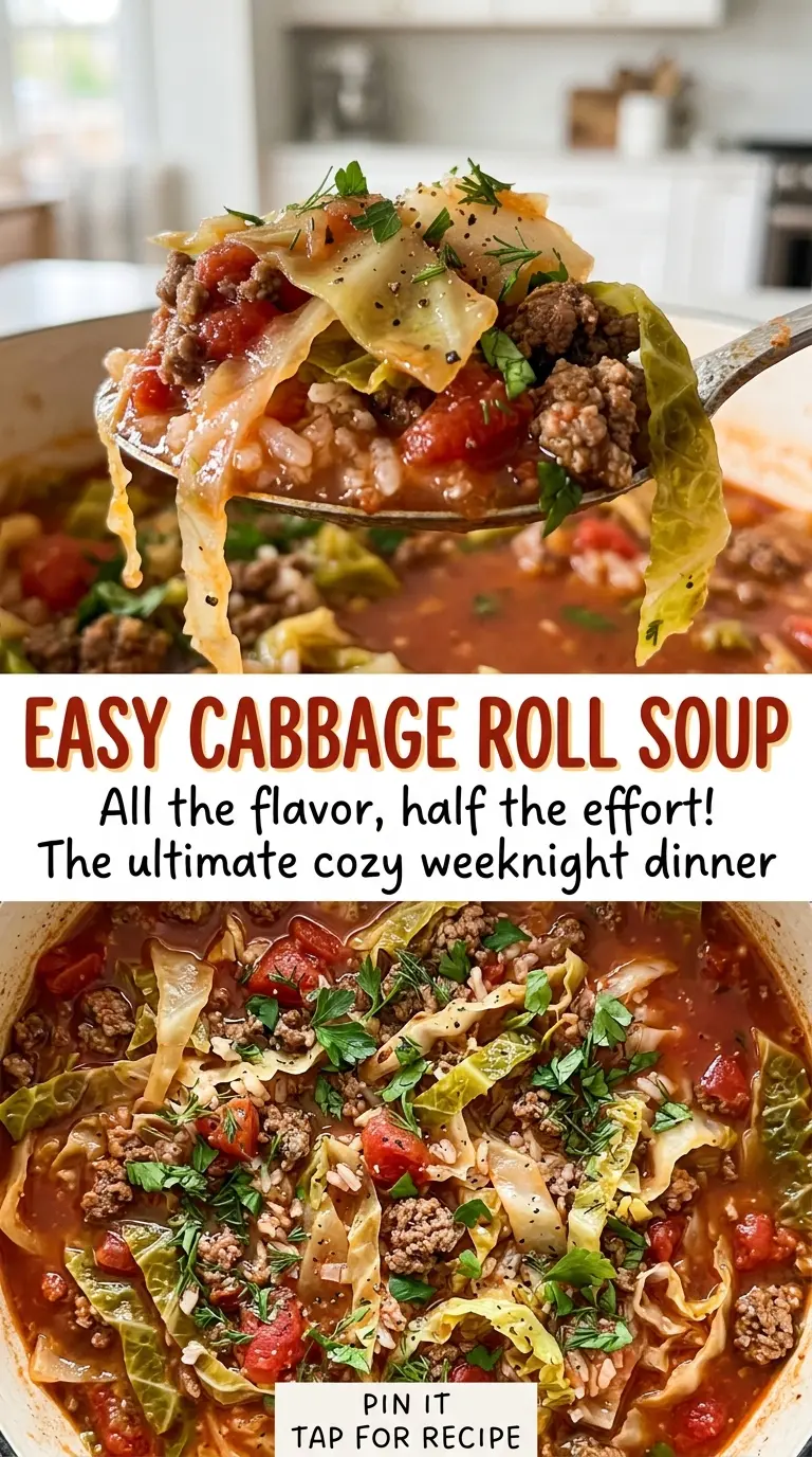 Easy Cabbage Roll Soup cozy beef rice