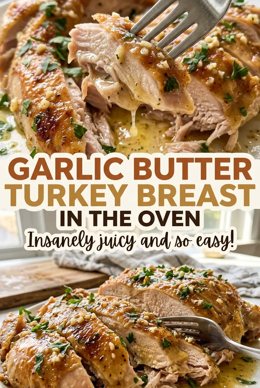 Garlic Butter Turkey Breast golden roasted skin