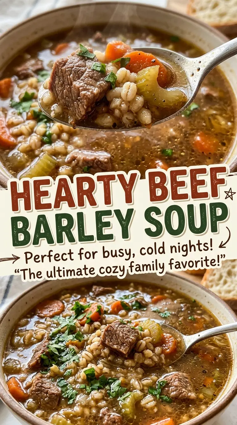 Hearty Beef Barley Soup tender beef barley