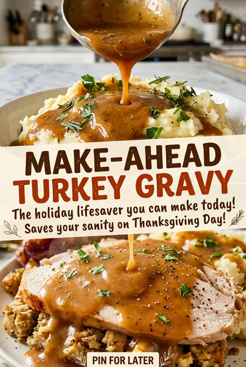 Make-Ahead Turkey Gravy smooth golden sauce