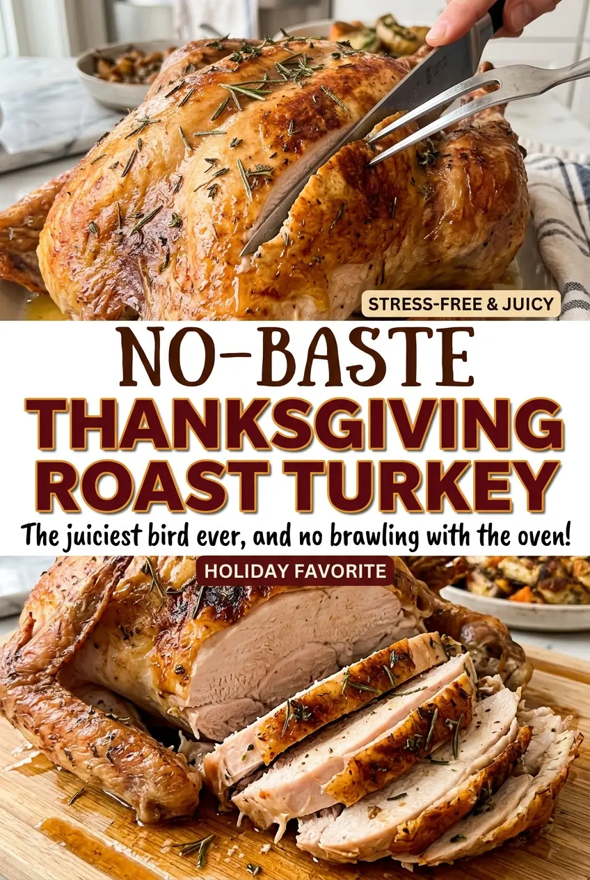 No-Baste Thanksgiving Roast Turkey with golden herb-butter skin