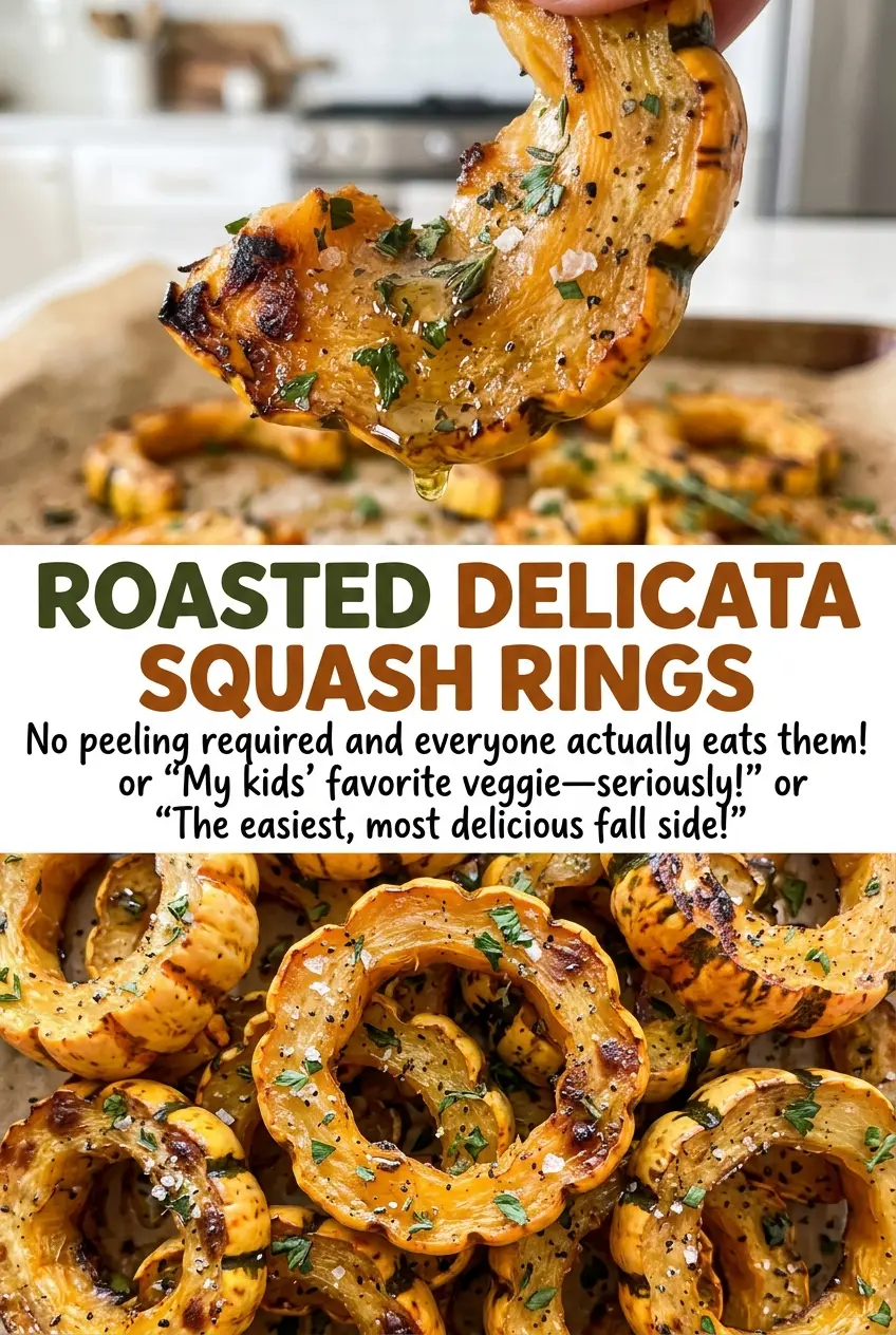 Roasted Delicata Squash Rings, golden browned edges