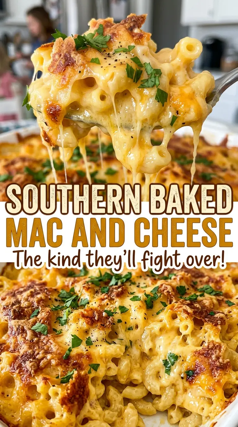 Southern baked mac and cheese golden cheese crust