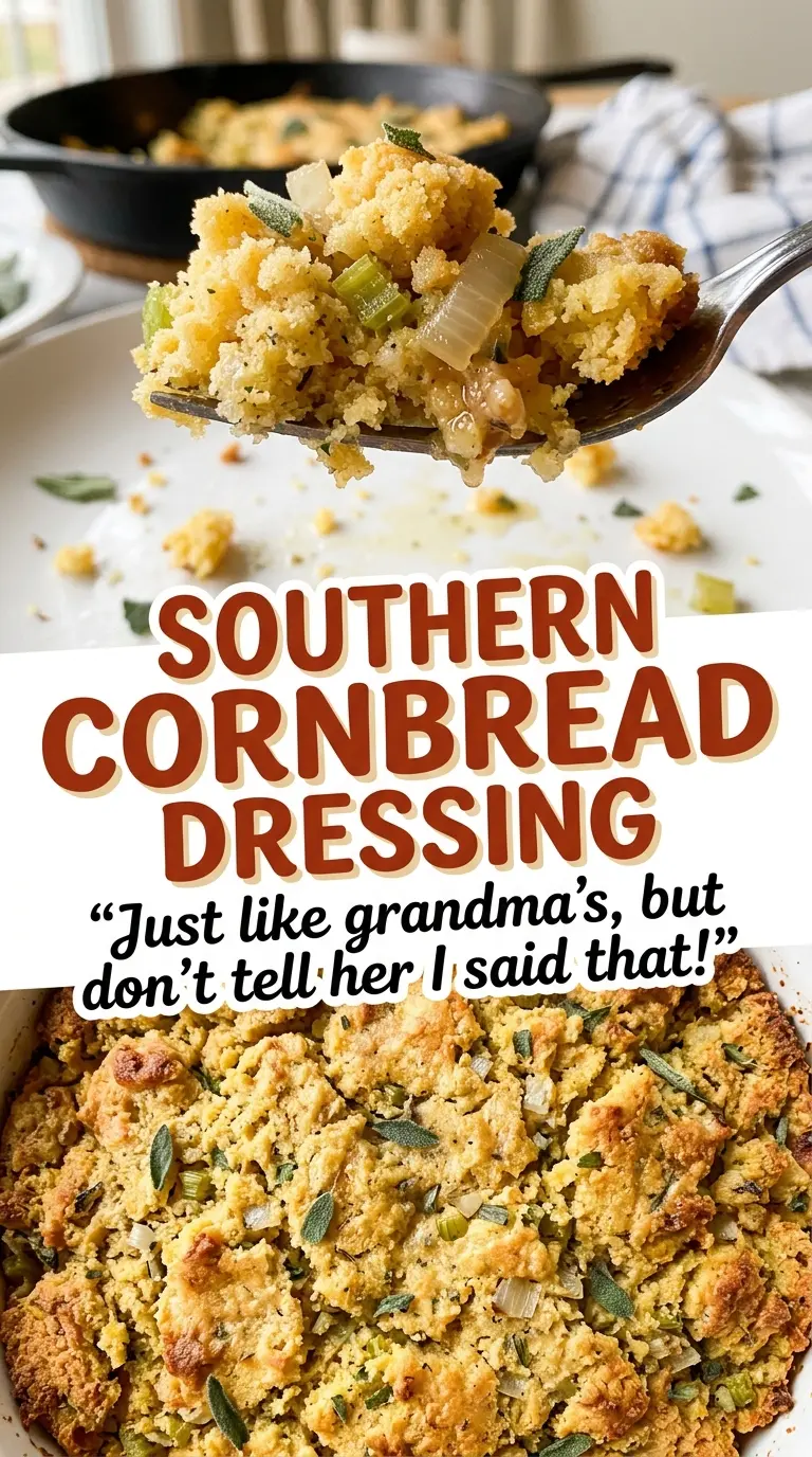 Southern Cornbread Dressing tender, sage-scented bake