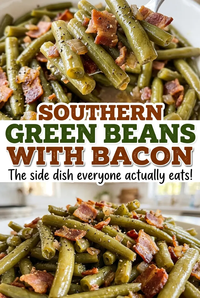 Southern Green Beans with Bacon, tender and savory
