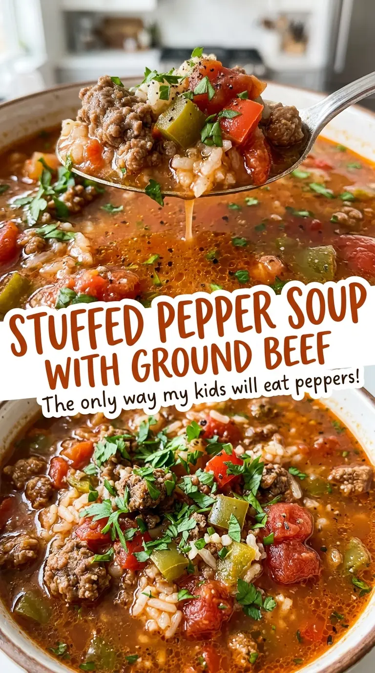 Stuffed pepper soup with ground beef hearty tomato rice