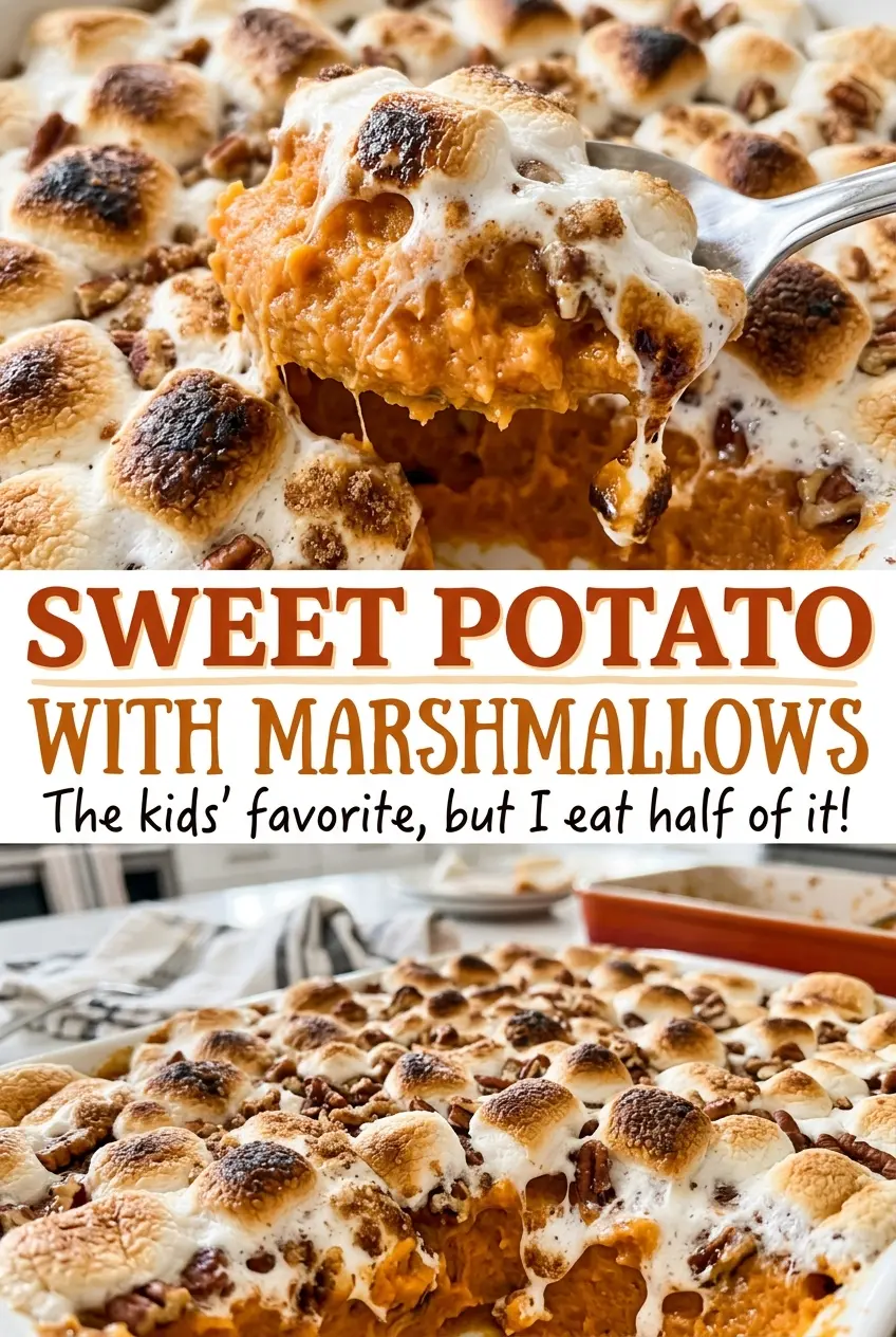 Sweet Potato Casserole with Marshmallows golden toasted topping