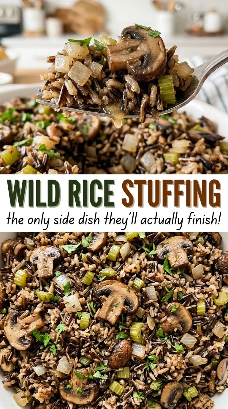 Wild Rice Stuffing with split rice and golden top